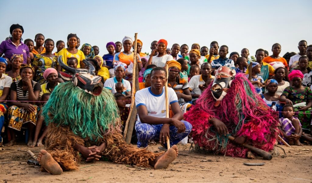 Des masques traditionnels du village de Nevry